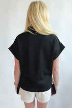 Load image into Gallery viewer, Black Contrast Zipped Stand Collared T Shirt and Short Set
