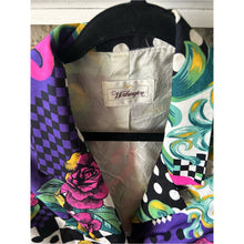 Load image into Gallery viewer, Worthington Floral Patchwork Blazer Jacket in Black &amp; Multicolor Hot Pink Polka
