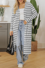 Cargar imagen en el visor de la galería, Black Stripe Print Open Front Duster Cardigan
