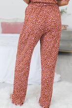 Load image into Gallery viewer, Brown Leopard Print Short Sleeve Shirt and Pants Pajamas Set
