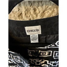 Cargar imagen en el visor de la galería, Chicos Aztec Tribal 100% Cotton Black &amp; White Printed Open Jacket
