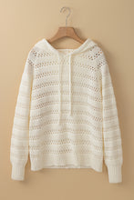 Cargar imagen en el visor de la galería, White Pointelle Knit Raglan Sleeve Hooded Sweater
