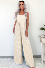 Load image into Gallery viewer, Beige Checkered Pocketed High Waist Wide Leg Overall
