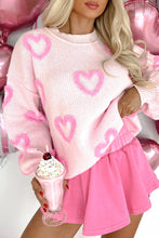 Cargar imagen en el visor de la galería, Pink Heart Shape Bubble Sleeve Baggy Sweater
