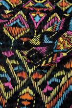 Cargar imagen en el visor de la galería, Color black Abstract Print Long Sleeve Stand Neck Mesh Top
