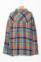 Load image into Gallery viewer, Orange Plus Size Plaid Print Buttoned Shirt
