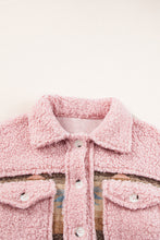 Cargar imagen en el visor de la galería, Pink Western Aztec Print Sherpa Splicing Buttoned Flap Pocket Coat
