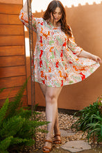 Load image into Gallery viewer, Multicolour Plus Size Mix Floral Puff Sleeve Ruffled Dress
