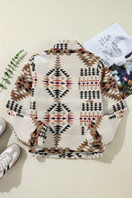 Cargar imagen en el visor de la galería, Beige Aztec Printed Stand Neck Zip Up Jacket
