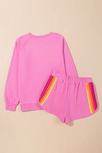 Cargar imagen en el visor de la galería, Bonbon Striped Accent Pullover and Shorts Two Piece Casual Set
