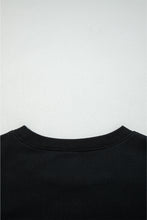 Load image into Gallery viewer, Black Varsity Baseball Bow Graphic Striped Sleeve Baggy Sweatshirt
