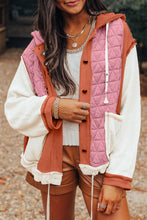 Load image into Gallery viewer, Coral Quilted Textured Patchwork Loose Fit Hooded Jacket
