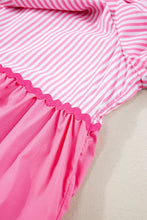 Load image into Gallery viewer, Pink Ricrac Block Accent Puff Short Sleeve Flowy Plus Dress
