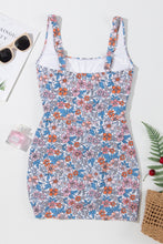 Load image into Gallery viewer, Pink Drawstring Ruched Floral Swim Dress
