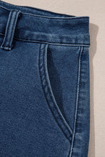 Load image into Gallery viewer, Sail Blue Scalloped Hemline Acid Wash High Waist Denim Shorts
