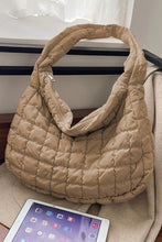 Load image into Gallery viewer, Nude Beige Quilted Zipper Large Shoulder Bag
