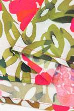 Cargar imagen en el visor de la galería, Red Floral Print Lace up V Neck Flounce Sleeve Blouse
