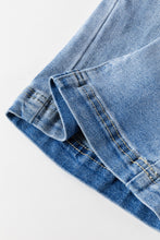 Load image into Gallery viewer, Light Blue Fly Button Exposed Seam Patched Pocket Flare Jeans
