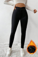 Cargar imagen en el visor de la galería, Black Crossed Waist Seamed Leg Thermal Leggings
