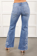 Load image into Gallery viewer, Ashleigh Blue Embroidered Western Print Flare Leg Full Length Jeans
