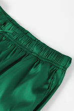 Load image into Gallery viewer, Dark Green Guipure Trim V Neck Satin Two-piece Set
