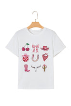 Cargar imagen en el visor de la galería, White Coquette Cowgirl Elements Printed Relaxed Tee
