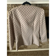 Load image into Gallery viewer, 80s Polka Dot Blazer Jacket in Light Beige with Black Trim Pearl Buttons Banger
