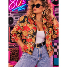 Load image into Gallery viewer, 80s Vintage 100% Silk Bold Baroque Print Bomber Jacket - Windbreaker
