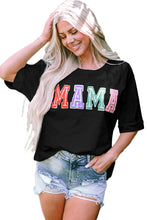 Load image into Gallery viewer, Black MAMA Chenille Patched Crew Neck T Shirt
