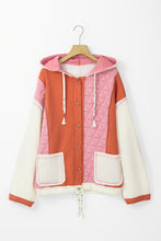 Load image into Gallery viewer, Coral Quilted Textured Patchwork Loose Fit Hooded Jacket
