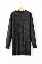 Cargar imagen en el visor de la galería, Black Cable Knit Drop Shoulder Loose Fit Sweater Dress
