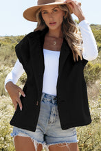 Load image into Gallery viewer, Black Sherpa Stand Collar Jacket Vest
