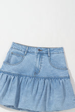 Load image into Gallery viewer, Myosotis Bubble Hem Denim Mini Skirt
