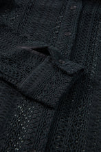 Cargar imagen en el visor de la galería, Black Lace Crochet Collared Tunic Oversized Shirt
