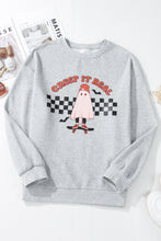 Load image into Gallery viewer, Light Grey Creep It Real Ghost Print Plus Size Sweatshirt
