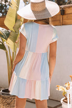 Cargar imagen en el visor de la galería, Multicolor Striped Color Block Tiered Baby Doll Mini Dress
