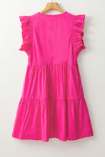 Load image into Gallery viewer, Bright Pink Ruffled Babydoll Mini Dress

