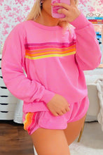 Load image into Gallery viewer, Bonbon Striped Accent Pullover and Shorts Two Piece Casual Set
