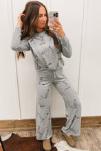 Cargar imagen en el visor de la galería, Gray Cowgirl Boots Printed Long Sleeve Top Pants Lounge Set
