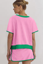 Load image into Gallery viewer, Bonbon Colorblock Edge Drop Shoulder T Shirt and Skort 2Pcs Set
