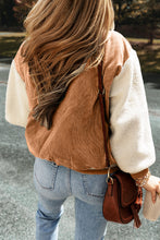 Cargar imagen en el visor de la galería, Buckskin Corduroy Fleece Patchwork Buttoned Bomber Jacket
