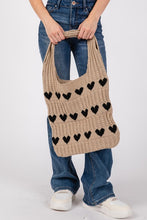 Cargar imagen en el visor de la galería, Fame Contrast Heart Crochet Tote Bag
