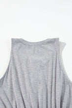 Load image into Gallery viewer, Gray Ribbed Knit Buttons Drawstring Sleeveless Jumpsuit
