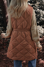 Cargar imagen en el visor de la galería, Coffee Longline Quilted Stand Collar Puffer Vest
