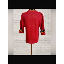 Cargar imagen en el visor de la galería, Vintage VTG 80s Western Cowgirl Aztec Tribal Red Geometric Knit Sweater
