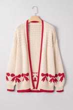 Load image into Gallery viewer, Apricot Bow Pattern Textured Open Front Baggy Cardigan
