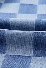 Cargar imagen en el visor de la galería, Dusk Blue Checkered Denim Wide Leg Jeans
