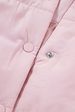 Load image into Gallery viewer, Pink Stand Neck Flutter Sleeve Snap Button Puffer Vest
