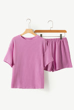 Cargar imagen en el visor de la galería, Phalaenopsis Ribbed Textured Knit Loose Fit Tee and Shorts Set
