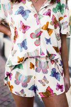 Cargar imagen en el visor de la galería, Multicolour Butterfly Pattern Short Sleeve Shirt Pajamas Set
